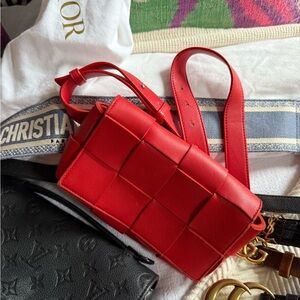 Bottega Veneta Red Intrecciato Crossbody Bag